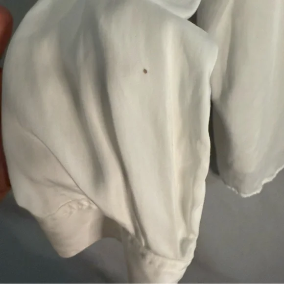 Chico's 3 Sandwash Satin Shirt XL Ivory White Long Sleeve Top Button Front Modal - Picture 6 of 9